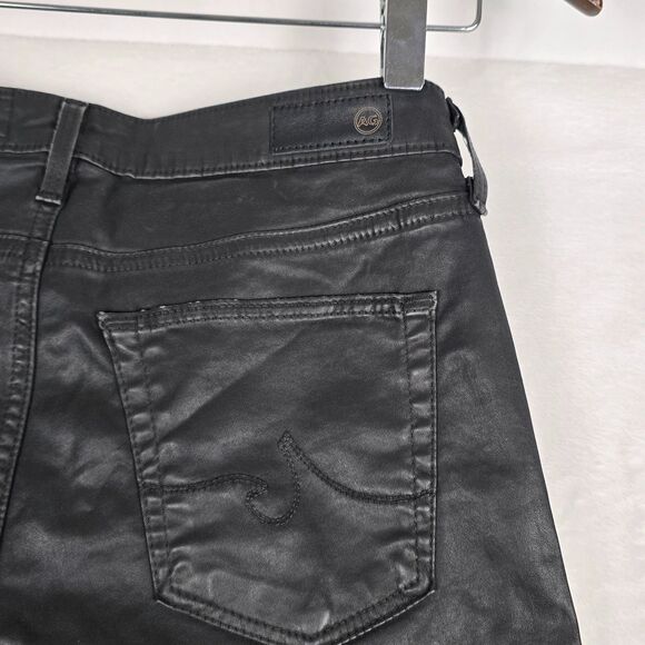 AG Adriano Legging Ankle Super Skinny Pants Women Black Coated Denim 27R Stretch - Picture 4 of 12